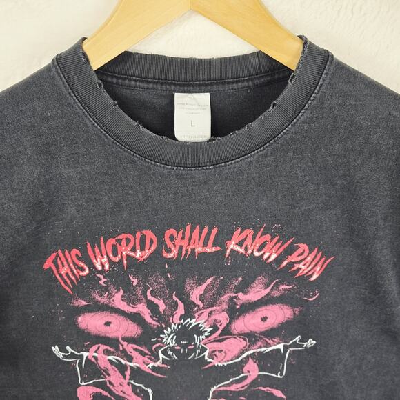 Naruto Pain Distressed Shirt Mens Large Black This World Shall Know Anime Manga - Picture 5 of 11